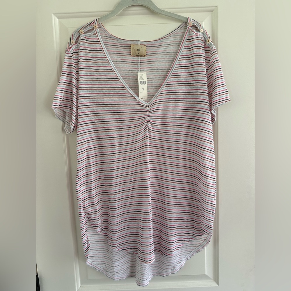 T. La Striped V-Neck Women's Top
